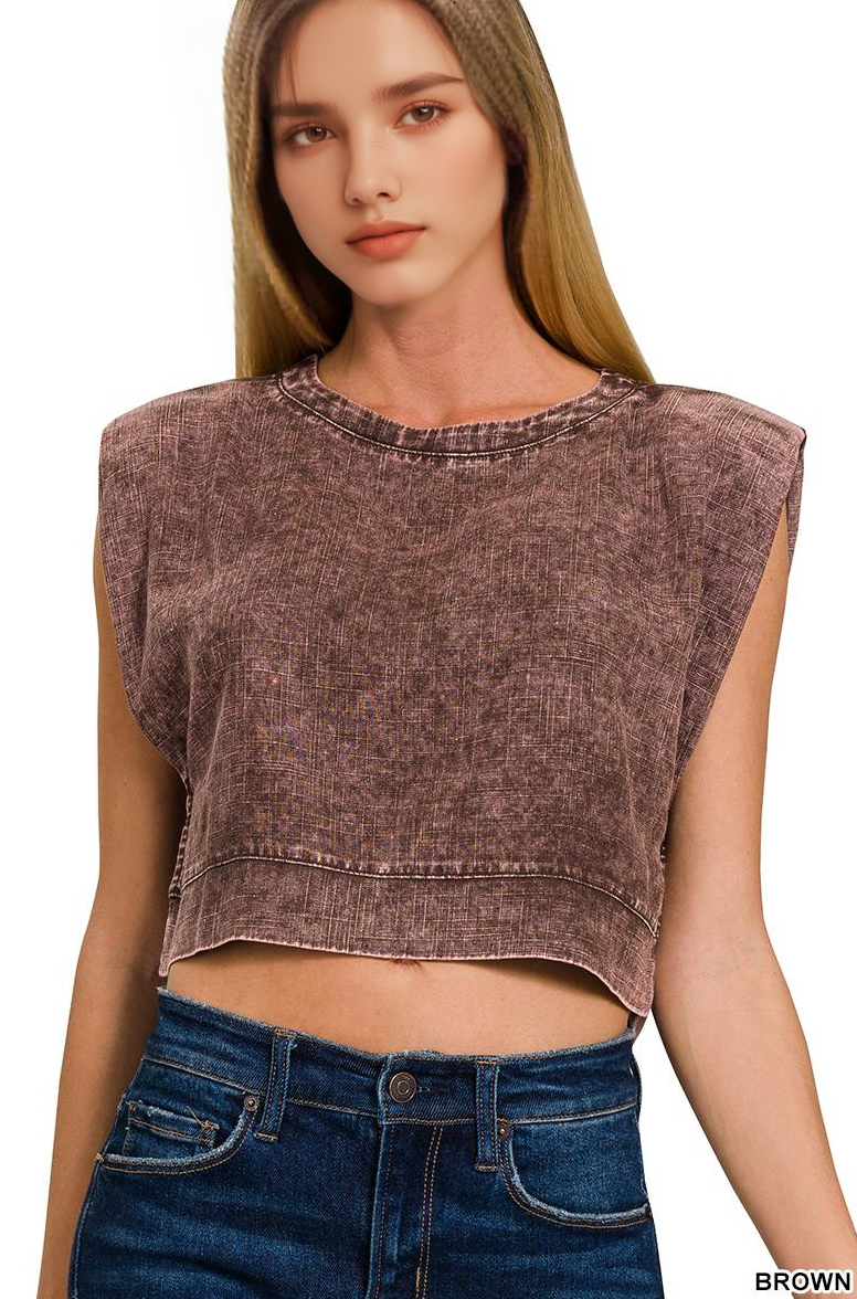 42POPS - Wholesale Tuniek - Dames - .Gewassen Linnen Top met Schoudervulling9