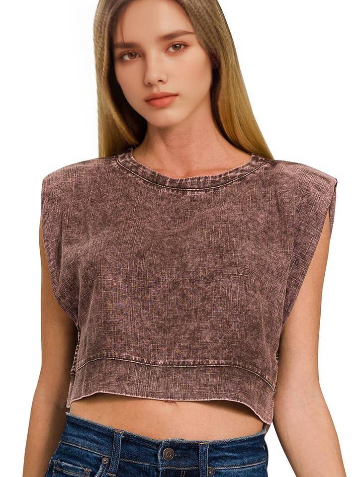 42POPS - Wholesale Tunic - Women's - `.Washed Linen Top w/ Shoulder pad1
