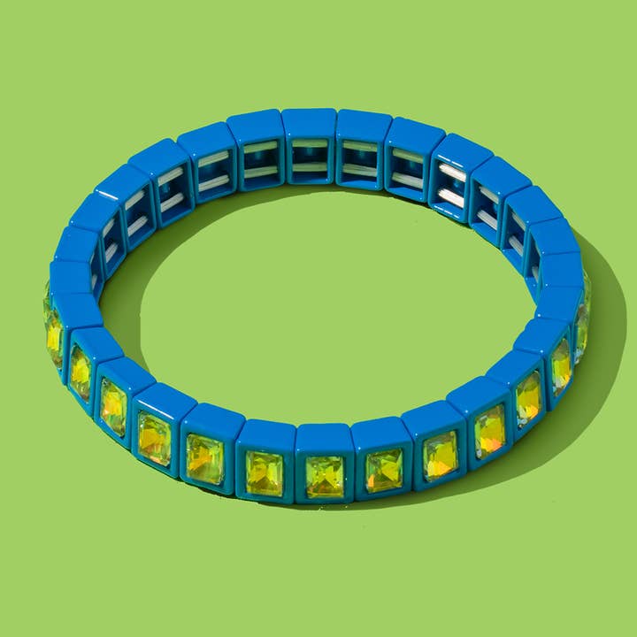 Taylor Elliott Designs - Wholesale Bangle Bracelet - Enamel Stretch Bracelet - Small Rectangle Stones - Penelope8