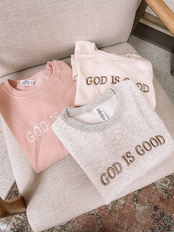 Honey Soul LLC - Wholesale Sweatshirt - Women's - Embroidered GOD IS GOOD Sweatshirt