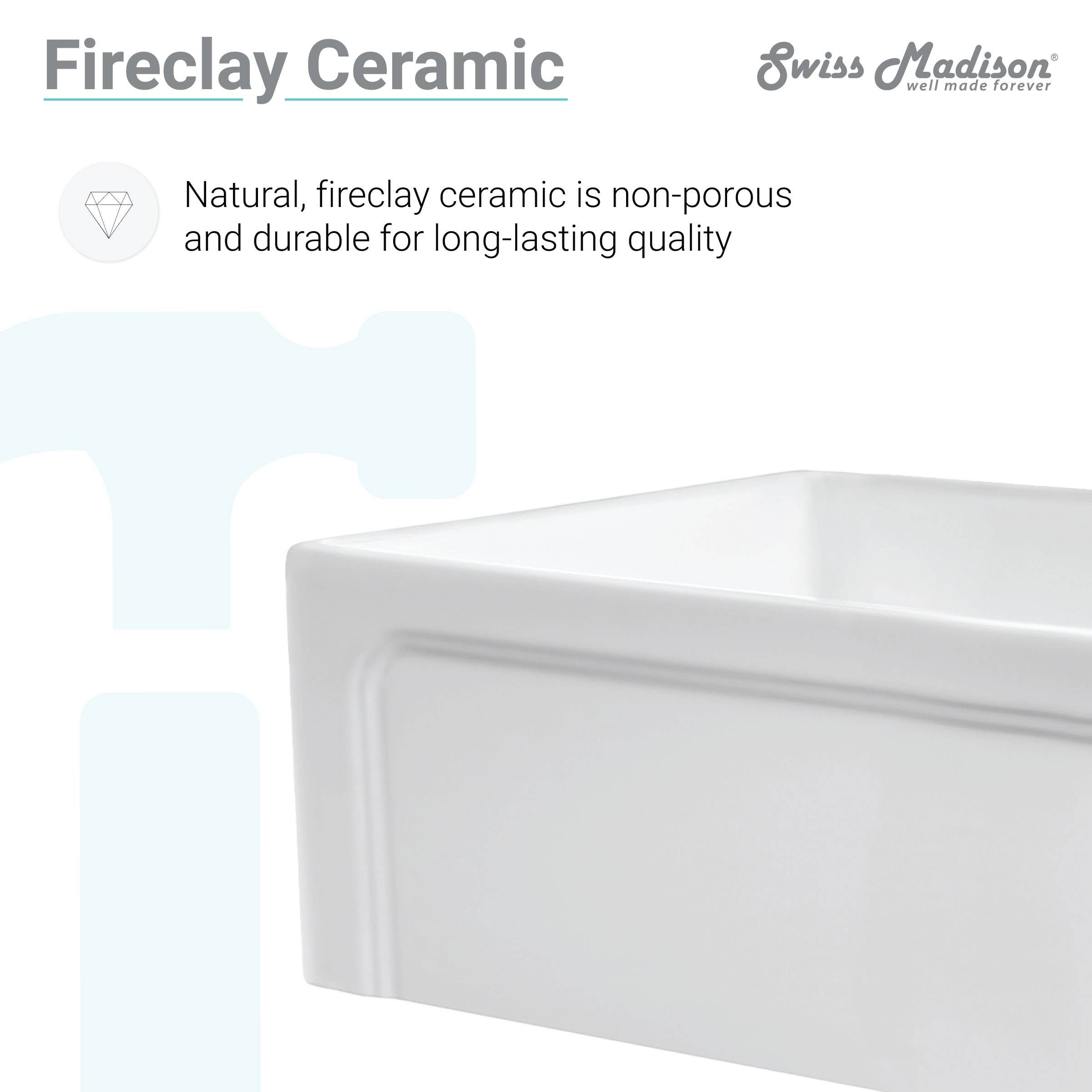 Swiss Madison - Wholesale Kitchen Appliance - Lyon Fireclay Single Basin Farmhouse Kitchen Sink6