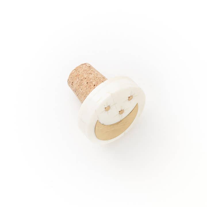 Matr Boomie Fair Trade - Wholesale Wine Stopper - Indukala Moon Phase Wine Stopper Cork - Carved Bone, Brass