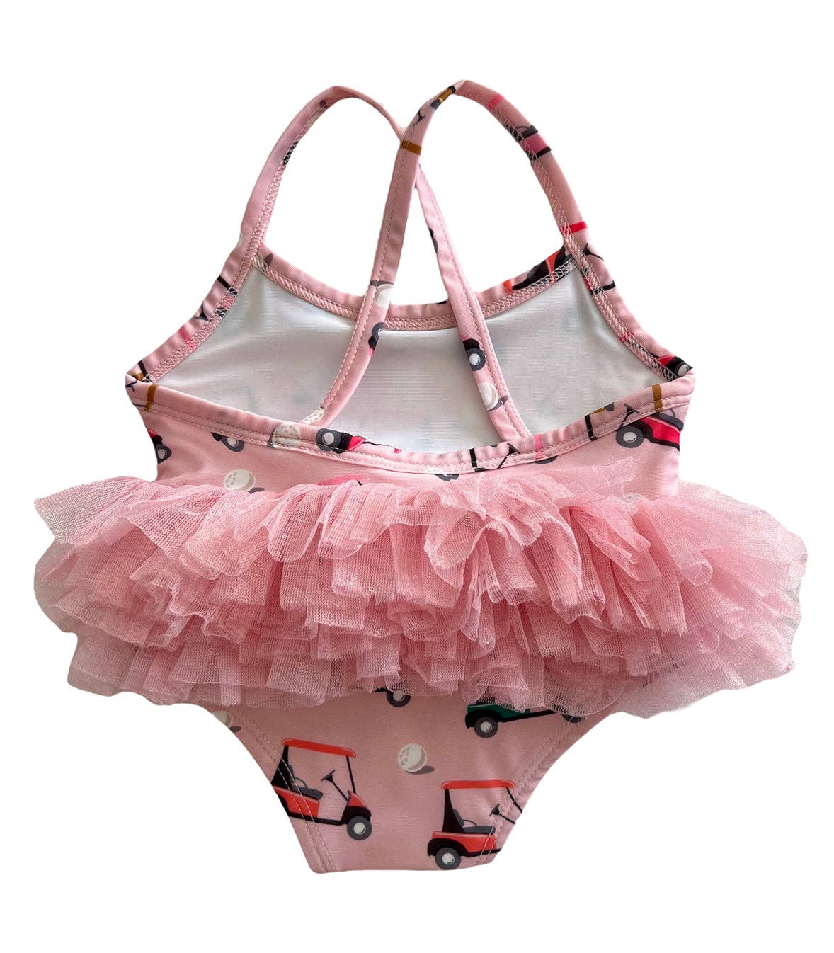SIIX Collection - Wholesale One Piece Swimsuit - Kids - Pink Golf Cart / Ariel Tutu Swimsuit / UPF 50+1