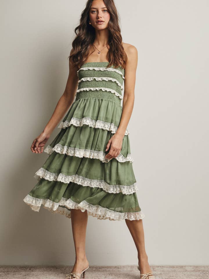 Smocked Blondekant To-vejs Midi Kjole Nederdel FSK0003 for engroshandel hos Forte