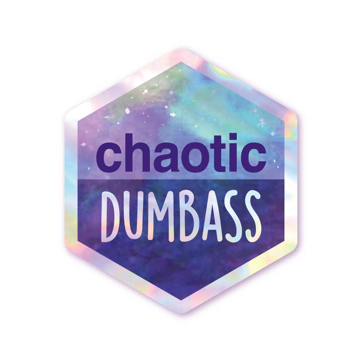 Autocollant hexagonal holographique Chaotic Dumbass - Violet pour la vente par Schlady