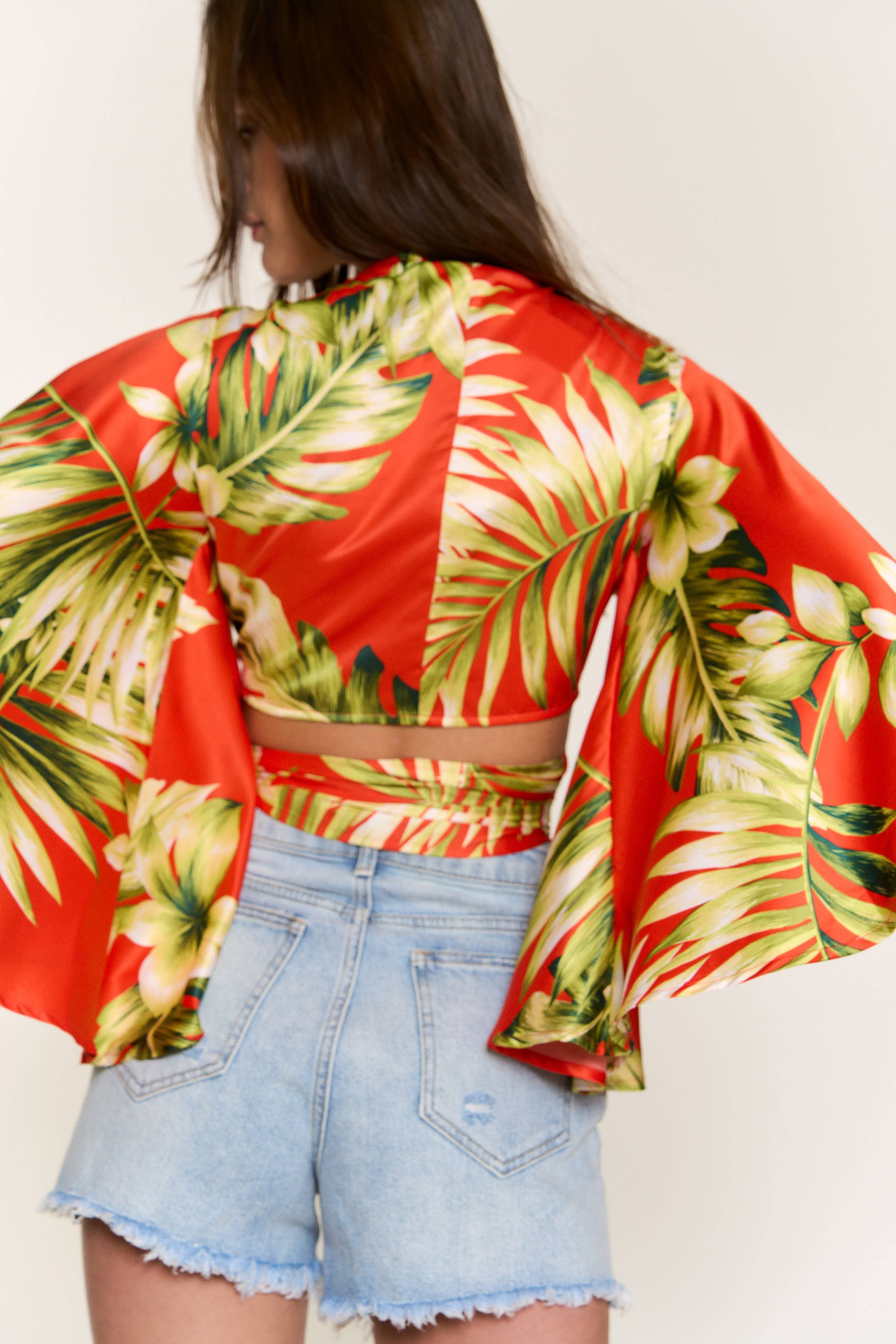 RED SATIN PADDED BRA FLAIR SLV CORSET TOP for wholesale on Faire10