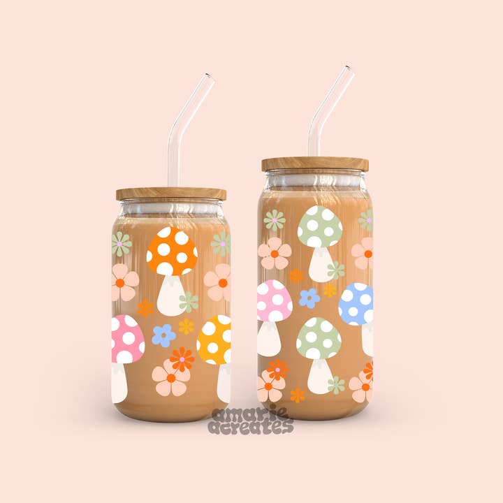 amarieacreates - Wholesale Drinking Glass/Cup - Pastel Mushroom Glass Cup