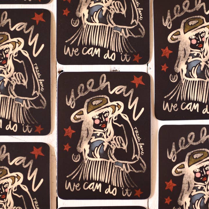 Tirzah Lane Art - Wholesale Sticker - Yeehaw We Can Do It Inspirational Cowgirl Western Waterproof Sticker Stocking Stuffer1