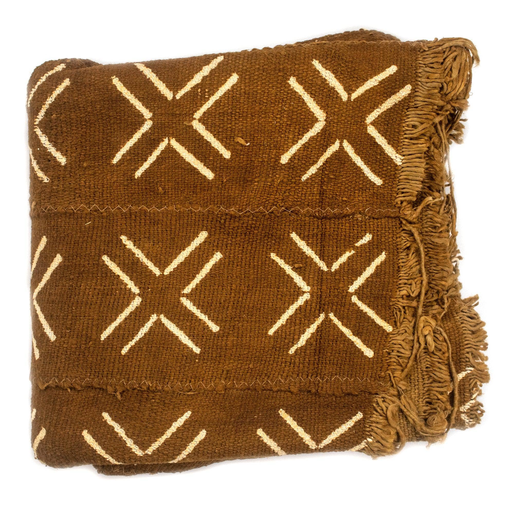 The Bead Chest - Wholesale Tapestry/textile - Caramel Brown Bogolan Mali Mud Cloth (Cross Design)2