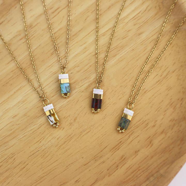 Japanese pearl pendant necklace - gold plated stainless steel for wholesale by Minalis