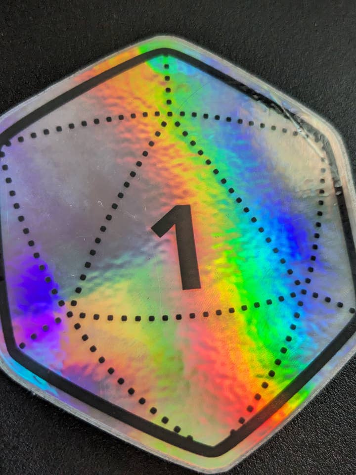 D1 Holographic Sticker for wholesale by Saving Throw Pillows