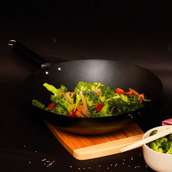 EcoQuality - Wholesale Wok - J22-0040, Joyce Chen 14" Pro Carbon Steel Ceramic Nonstick Flat Wok5