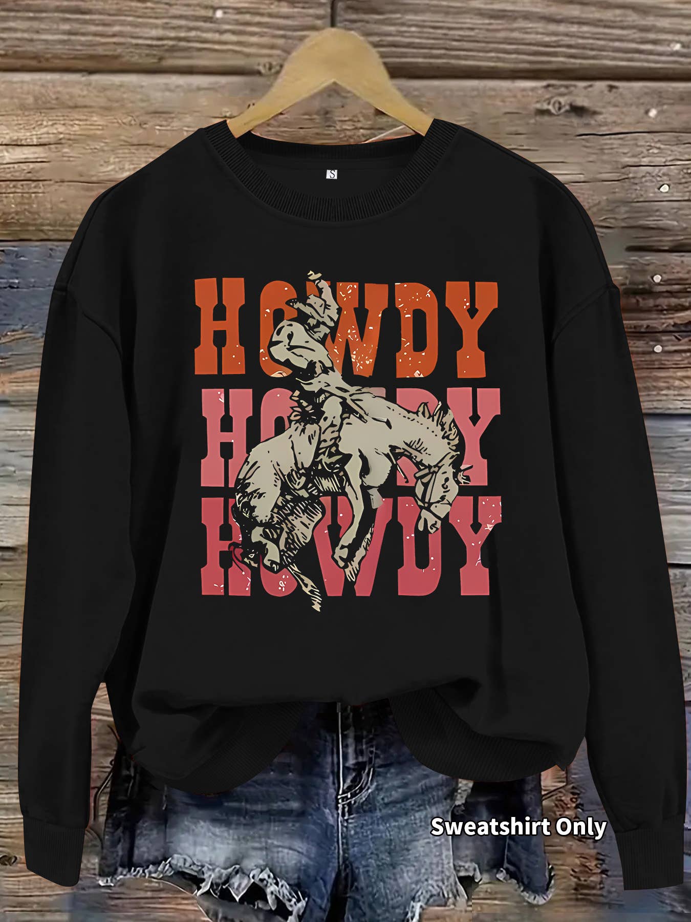 Rosa Clothing - Wholesale Sweatshirt - Women's - Western Cowboy Ranch Howdy Print Sweatshirt2