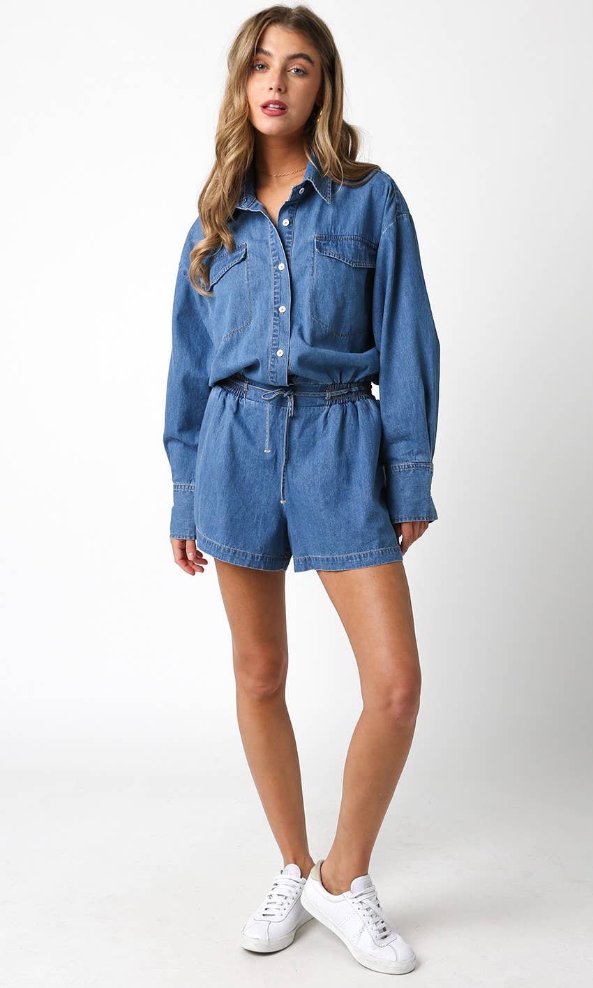 Jada Denim Romper for wholesale on Faire3