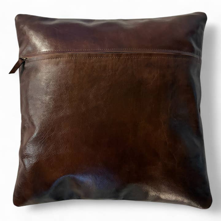 Ranch Junkie - Wholesale Throw Pillow Cover - 18x18 Genuine Leather Pillow Cover Rancho Boot Stitch Pillow Cover1