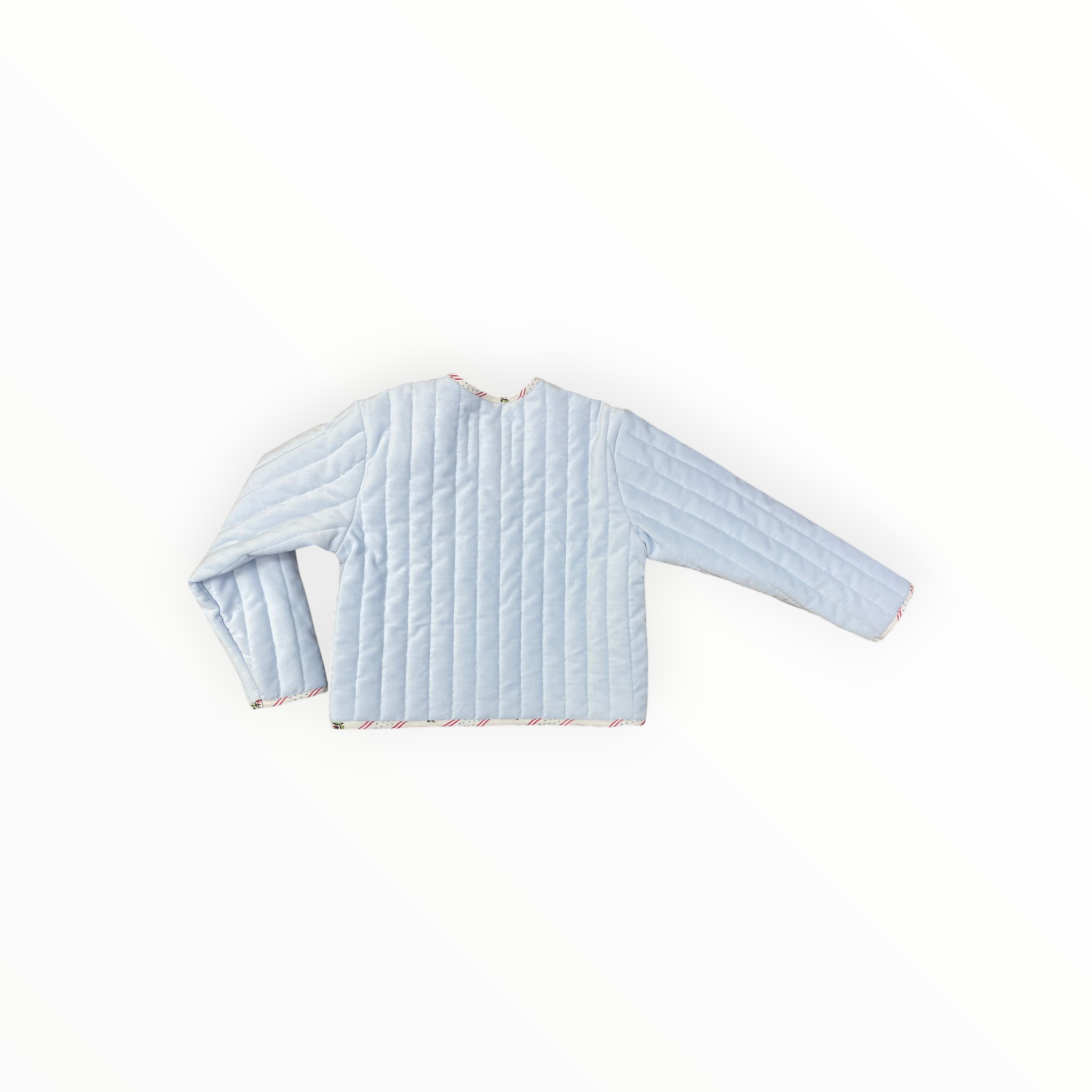 Sun House Children's - Wholesale Jacket - Kids - Quilted Velvet Jacket in Frost and Holiday Dot Stripe | Girls Jacket5