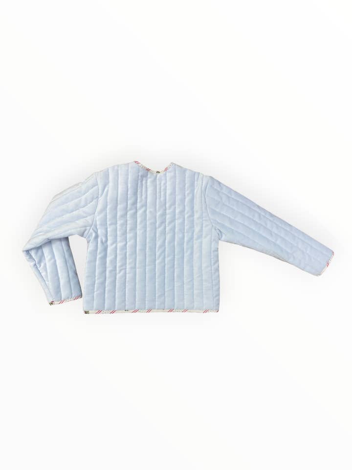 Sun House Children's - Wholesale Jacket - Kids - Quilted Velvet Jacket in Frost and Holiday Dot Stripe | Girls Jacket5