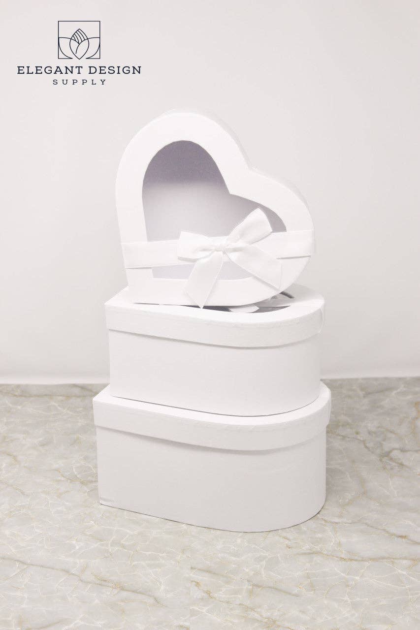 Elegant Design Supply - Wholesale Gift Box - Heart Shape box with Ribbon and Clear Lid14