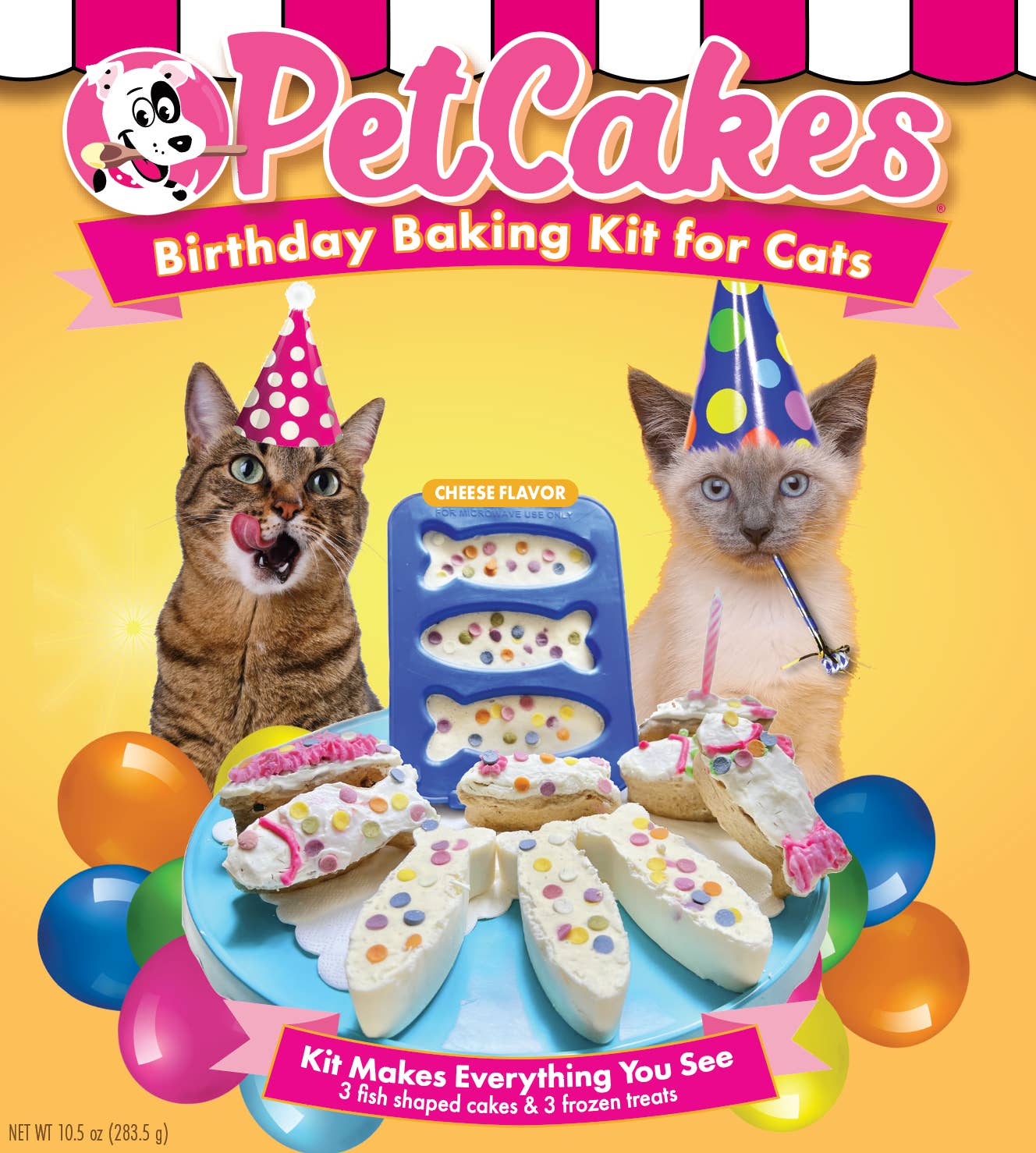 PetCakes - Wholesale Pet Treats - Cat - Birthday Baking Kit for Cats - 6 Cakes + 6 Ice Cream + Candle & Sprinkles