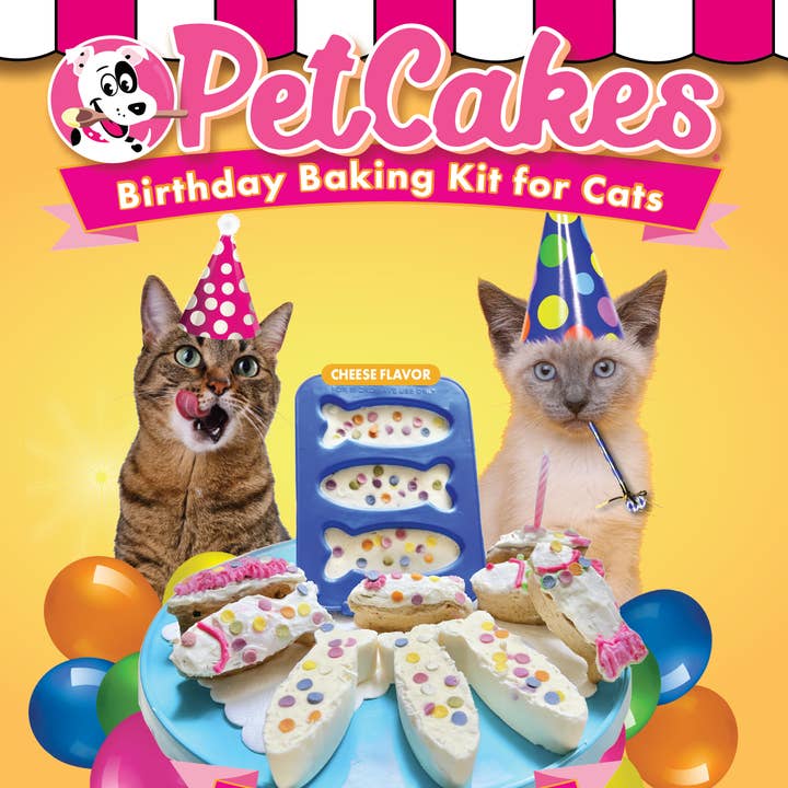 Kit de pâtisserie d'anniversaire pour chats - 6 gâteaux + 6 glaces + bougie et paillettes pour la vente par PetCakes