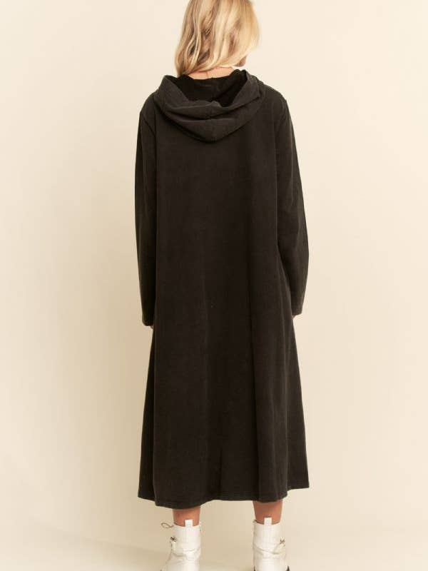 Davi & Dani - Wholesale Dress – Women's - MINERALFLORAL BUTTERFLY PRINTED HOODIE MIDI DRESS19