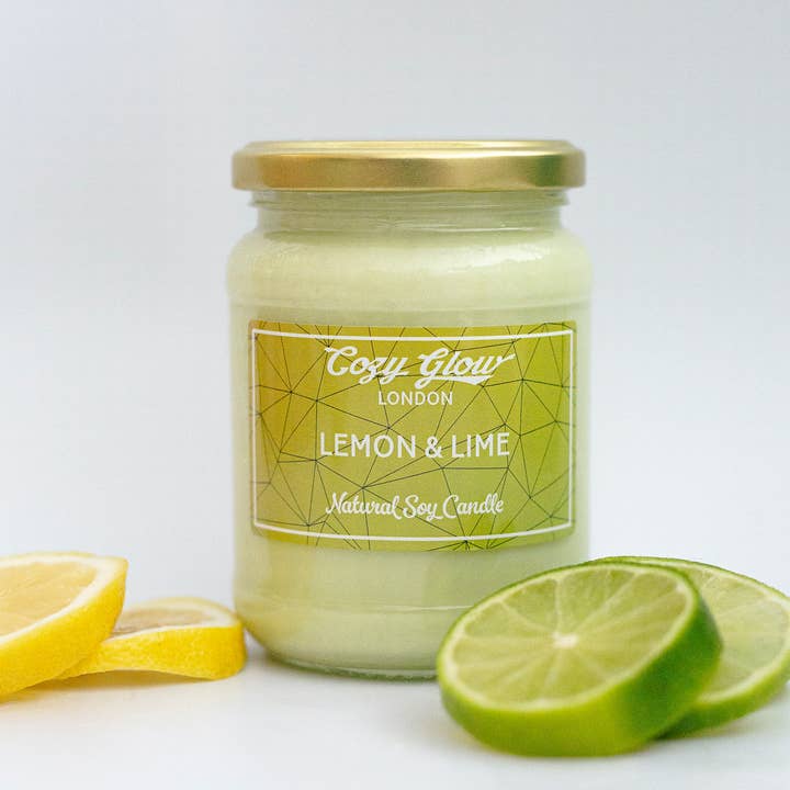 Lemon & Lime Large Soy Candle for wholesale by Cozy Glow Candles & Home