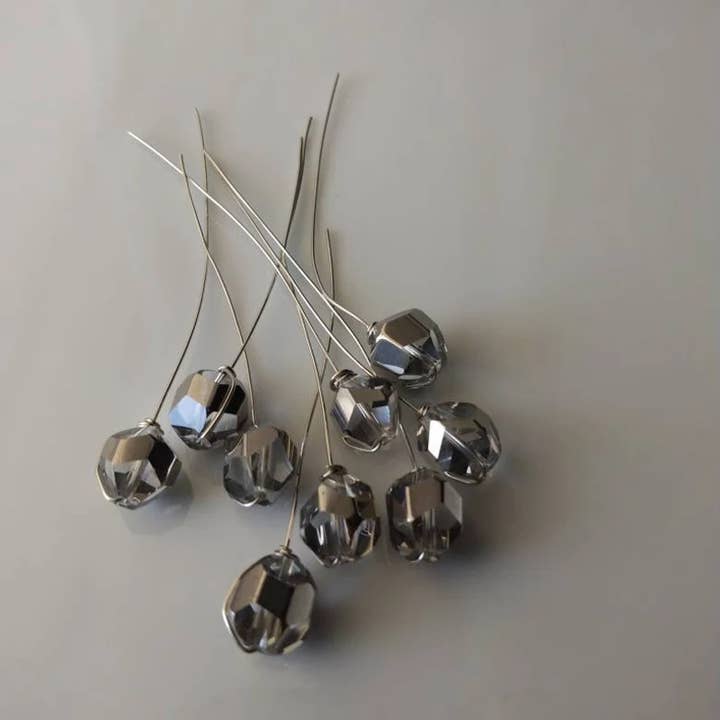 Norahz Boutique - Vendita all'ingrosso Attrezzature per lavoretti e fai da te - Spille decorative con perline in argento trasparente, 7,6 cm