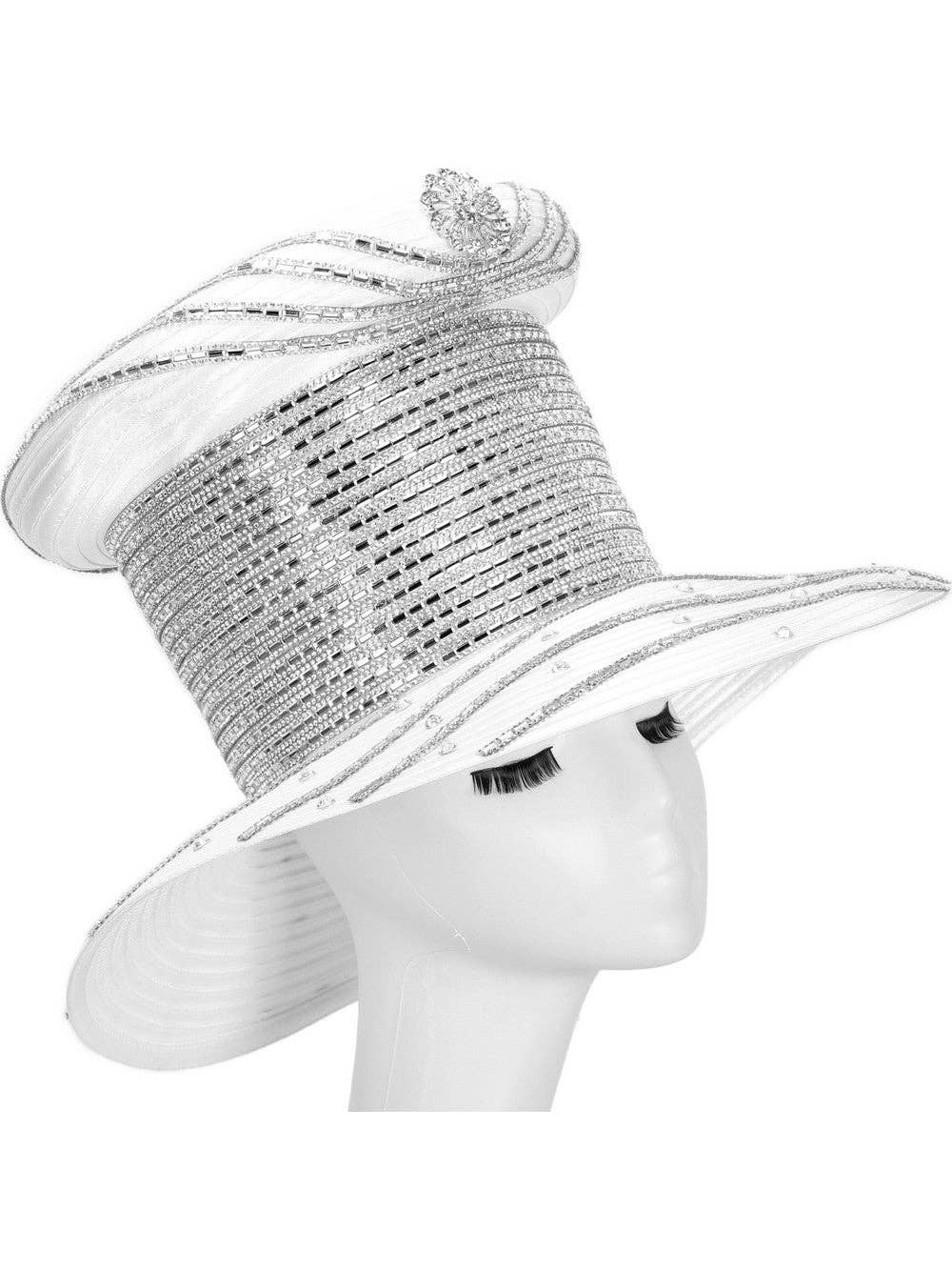 Giovanna – Engroshandel Fascinatorhat - Dame – Hue med høj krone med kraftig stenet mellemkant3