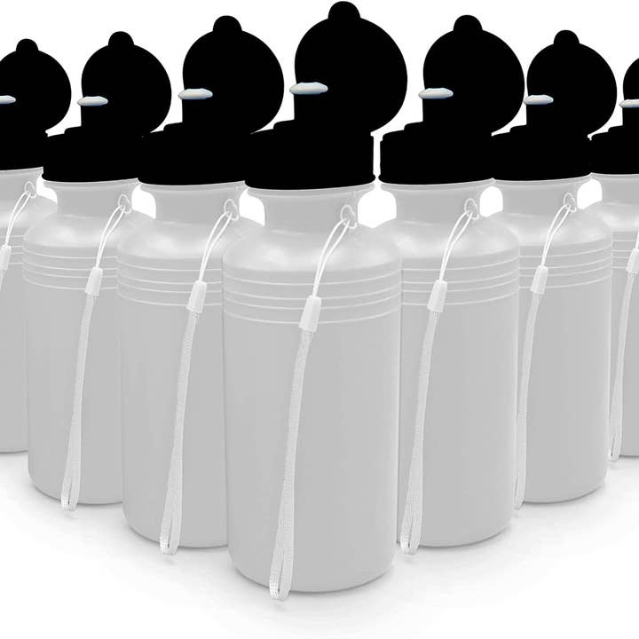 4E's Novelty - Wholesale Water Bottle - 12 Sports Water Bottles Bulk 18 oz Squeeze Reusable Plastic White Water Bottle, BPA Free, School Kids Water Bottles by 4E's Novelty6