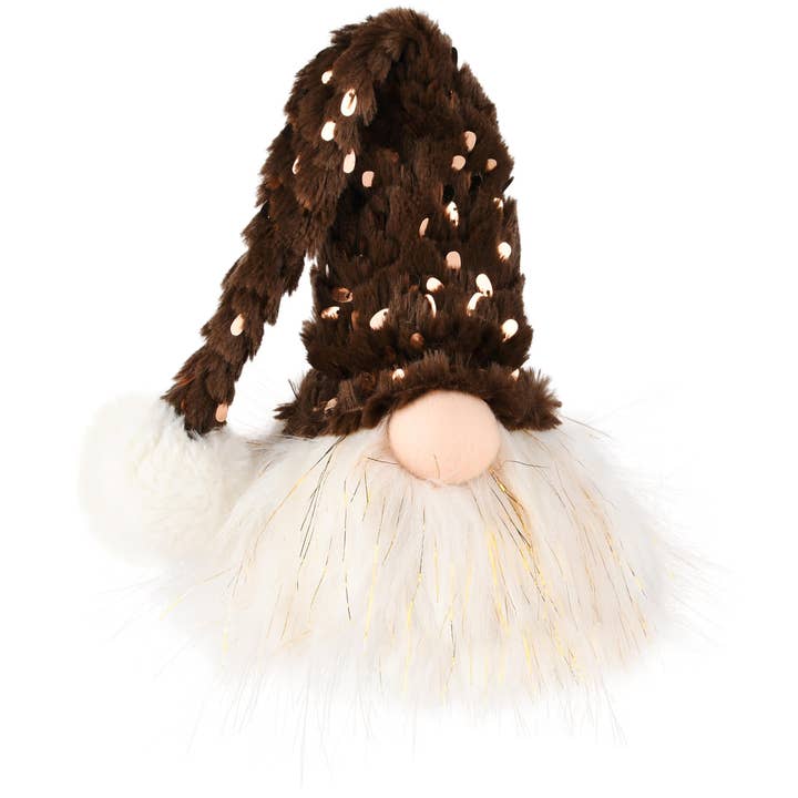 Puppenzwerg mit langer Kappe, Braun/Weiß, Textil, 15X15X35cm für den Großhandel von Dekoratief