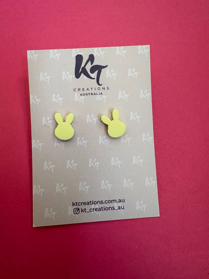 Pastel Yellow Bunny Easter earrings for wholesale by KT Creations Australia