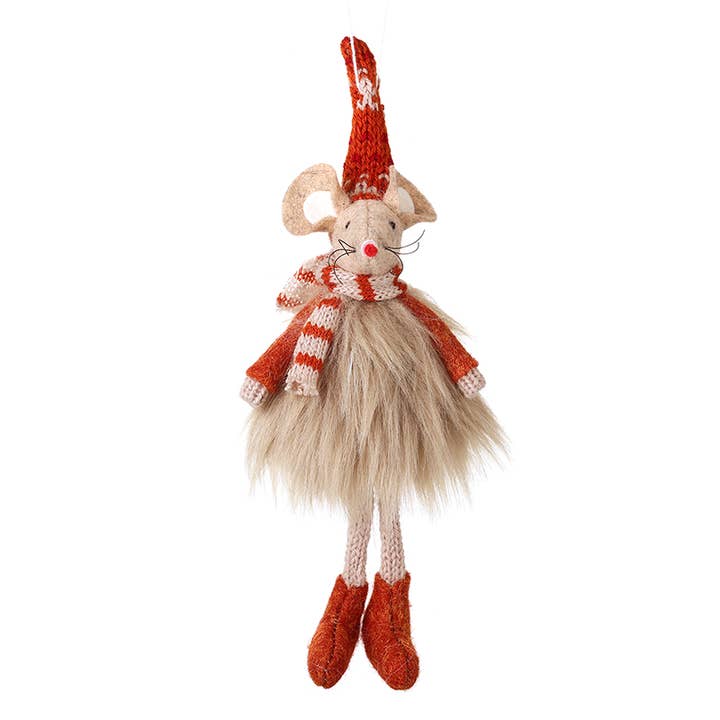 ORANGE FLUFFY FELT MOUSE IN DRESS DECOR for wholesale by Heaven Sends