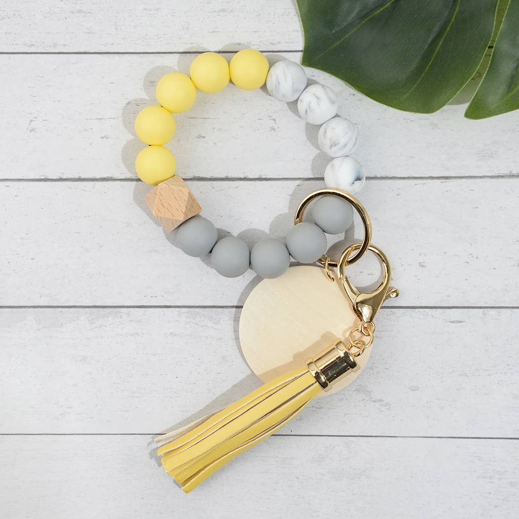 SoapElenGlen – wholesale Keychain bracelet – Silicone Beaded Fringed Keychain Wristlet0