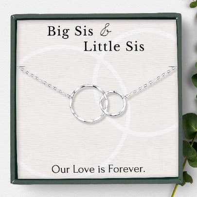 hope love shine - Venta al por mayor Juegos de joyas - Juego de collares para hermanas Big Sis Lil Sis, con forma de círculo entrelazado, regalo