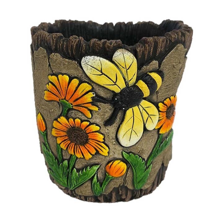 6" Cement Daisy Planter for wholesale by Santa’s Workshop Inc.