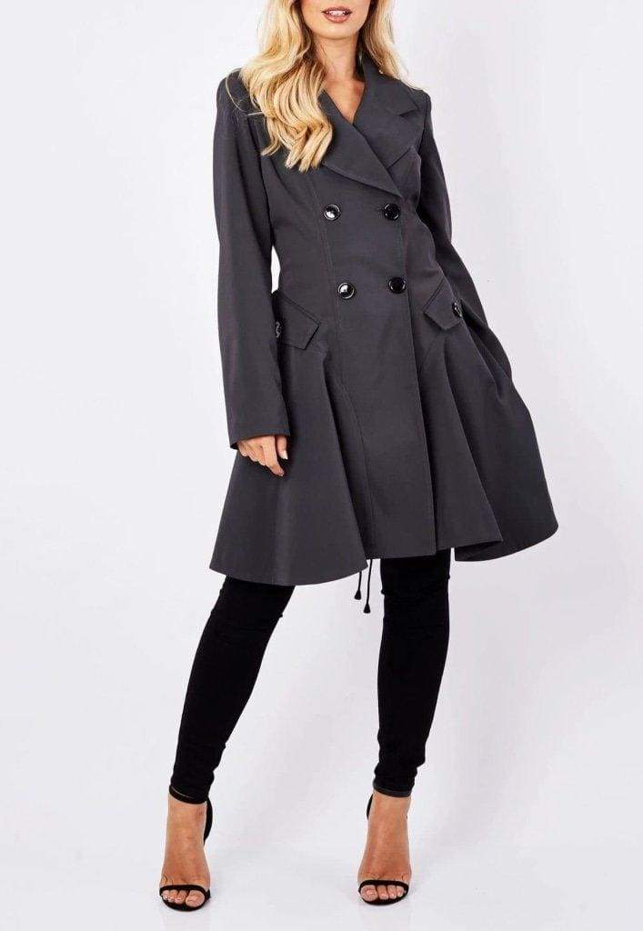 De La Creme Fashions – Engroshandel Frakke - Dame – Dame Forår/Sommer Dobbelt Breasted Flary Mac Coat14