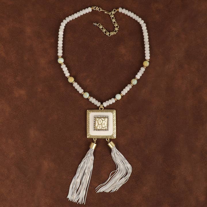 Vintage Bohemian Tassel & Beaded Pendant Necklace for wholesale by GirlyPirateCo