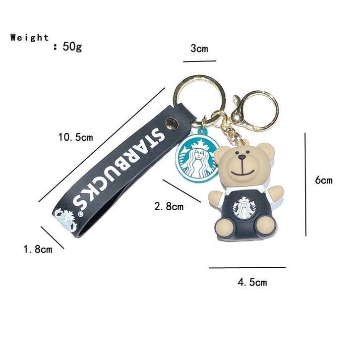 FurDecoration - Wholesale Keychain – Women's - Starbucks Milk Tea Cup Bear Keychain Ornament6