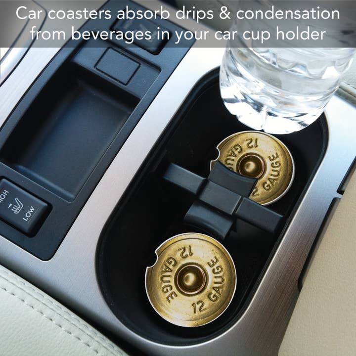 CounterArt/Highland Home/Thirstystone - Wholesale Car Coaster - Unisex - Shotgun Shell Absorbent Stone Car Coaster 1 Pk4