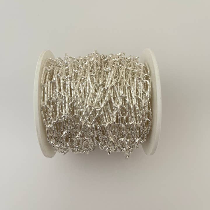 Purity Beads - Wholesale Craft Supplies - 925 Sterling Solid Silver Chain, Rectangular Chain Diamond Cut Wire. Machine made Chain, Size 11.4mmX4.2mm | 1 Foot3