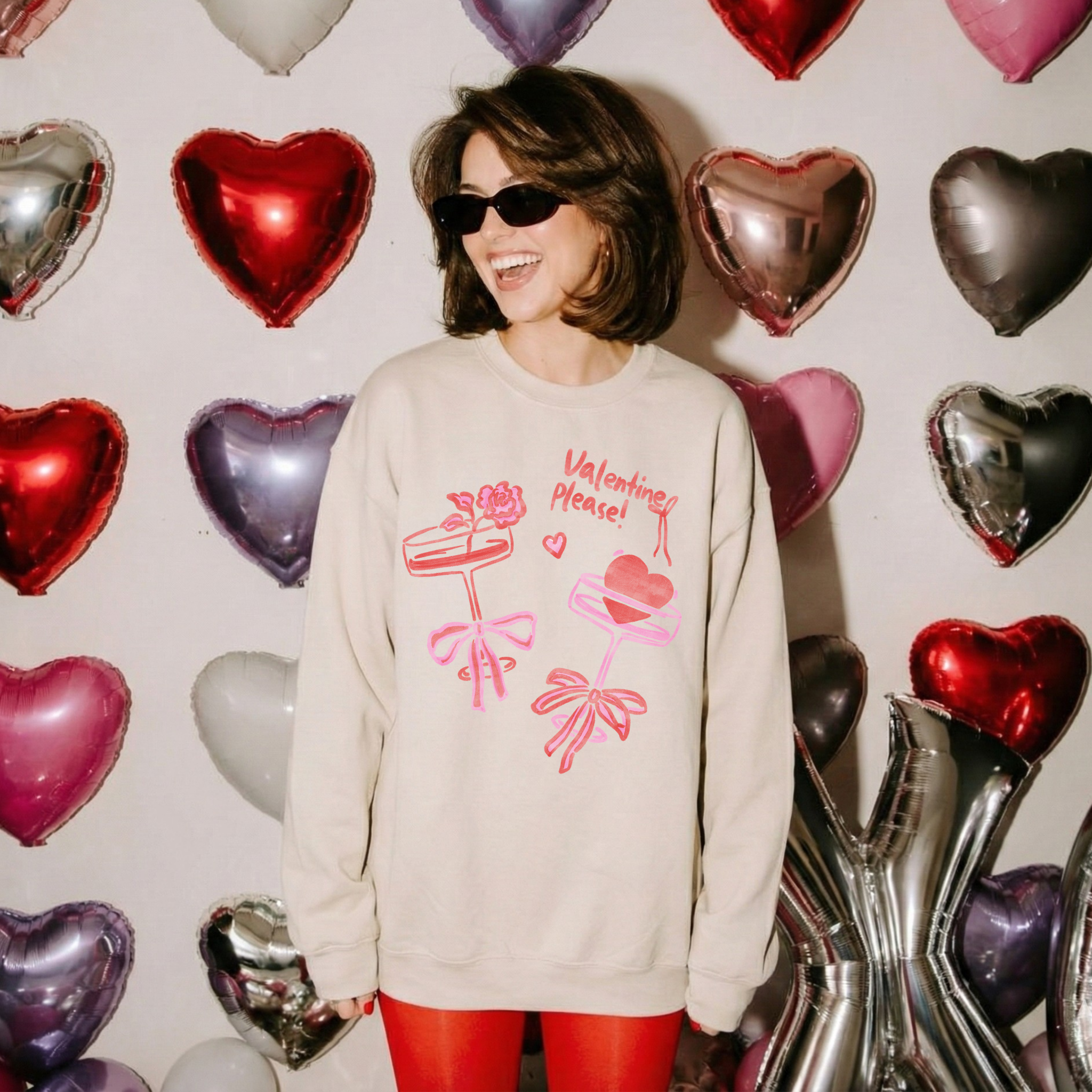 Hey Jude Graphic Tees - Wholesale Graphic Sweatshirt - Women's - Valentine Please! Crewneck Sweatshirt1