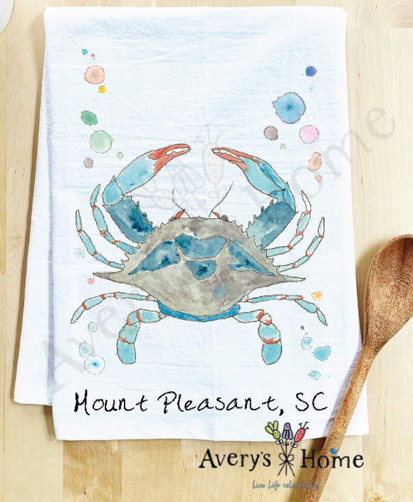 Avery's Home - Wholesale Tea Towel - Blue Crab Ocean Customizable Coastal Tea Towel25