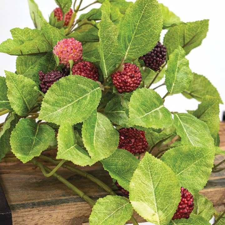 Saybrook Lane - Wholesale Artificial Flowers - Fresh Raspberries Hanging Bush - 22"2