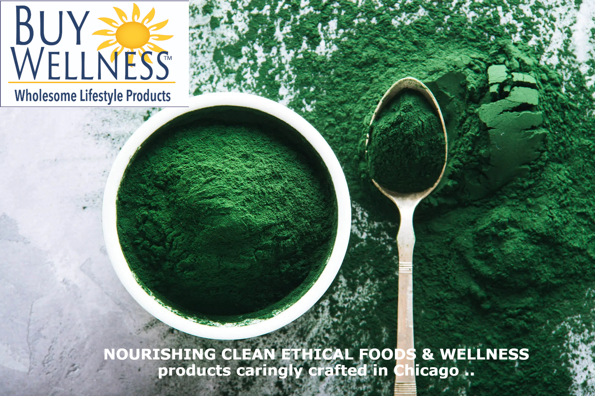 Buy Wellness – wholesale Protein/superfood powder – Organic Spirulina, Pure Blue Green Algae 5 oz Glass Jar Pack3