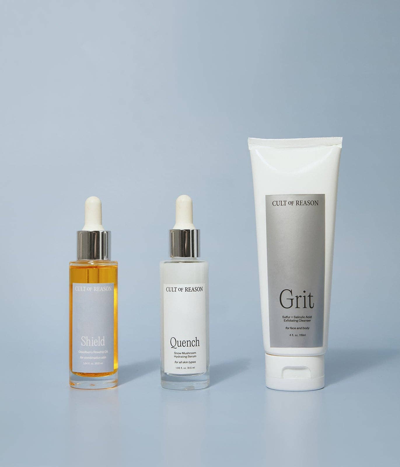 Cult of Reason Skincare - Wholesale Facial Care Set/Kit - The Trio (Grit, Quench, and Shield)