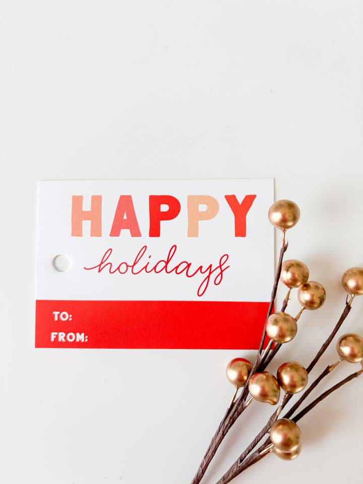 Étiquette-cadeau Happy Holiday Red Bottom pour la vente par Happiernotes