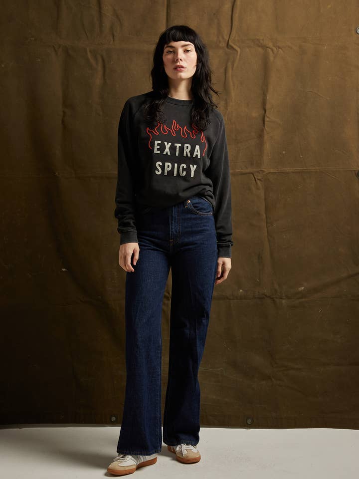 Pyknic - Wholesale Graphic Sweatshirt - Unisex - Extra Spicy Chainstitch & Felt Crewneck Sweatshirt
