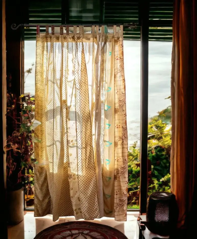 Bhawana Handicrafts - Wholesale Curtain - 5 Piece Lot, Indian Vintage Old Silk Sari Fabric Made Theme 5