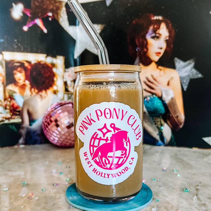 Pink Pony Club - Chappell Roan Glass Cup w/ Lid & Straw for wholesale by Love Her Work