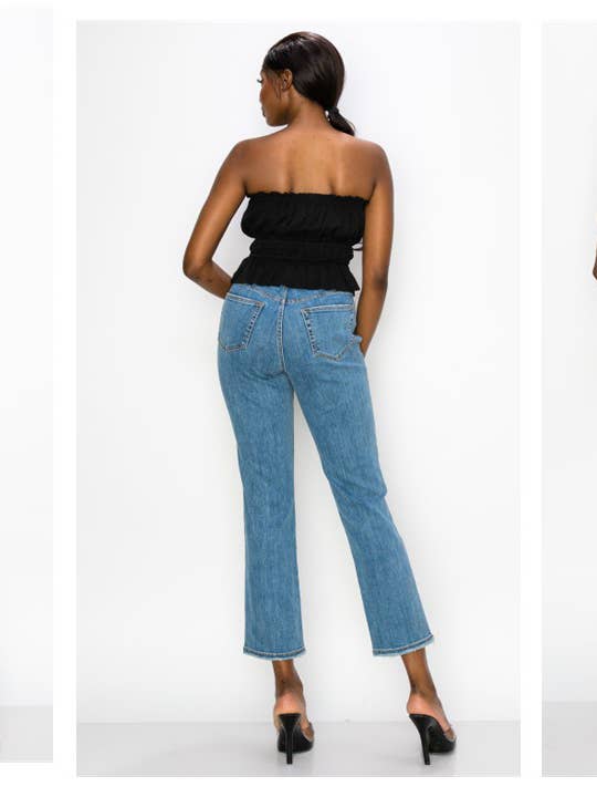 TD8014HC - Jean droit croisé taille haute TOP TIER 💖💖 pour la vente par TOP TIER